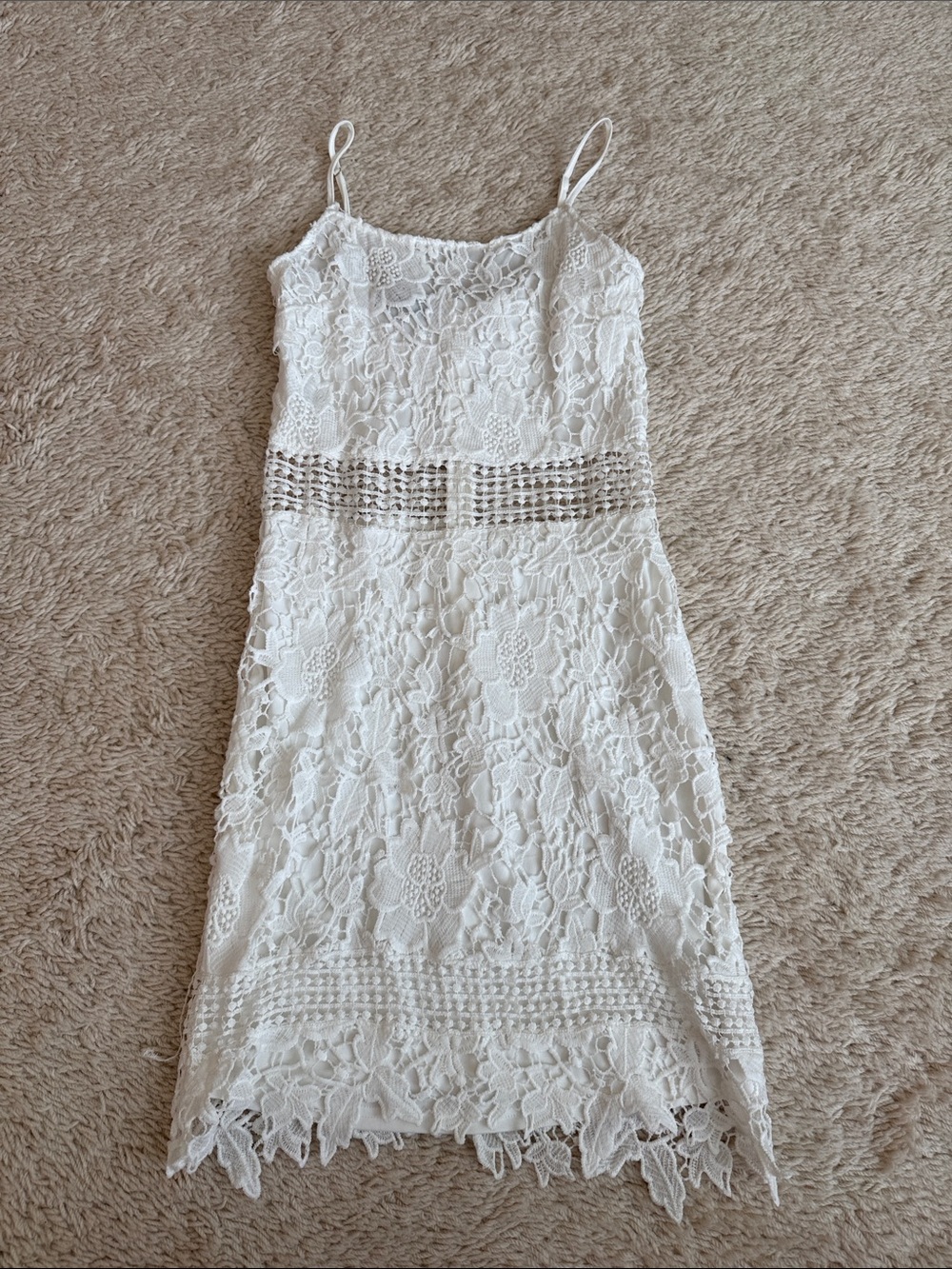 White Lace Spaghetti-Strap Dress